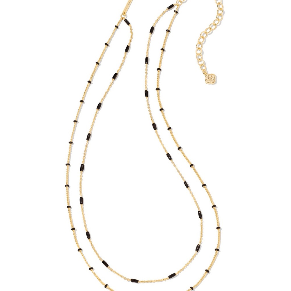 Kendra Scott Dottie necklace gold & black enamel.